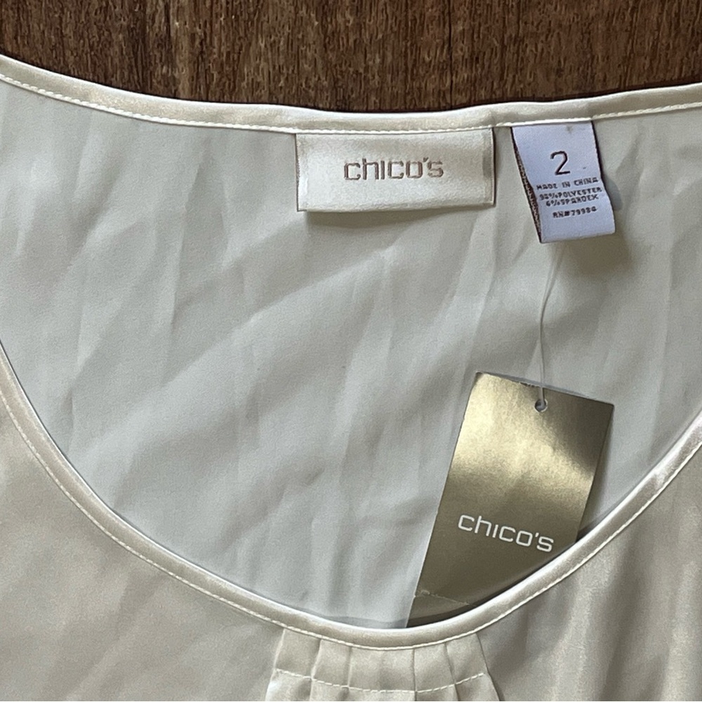 NWT chicos cream off white satin tank blouse size large - 2 - Picture 2 of 4